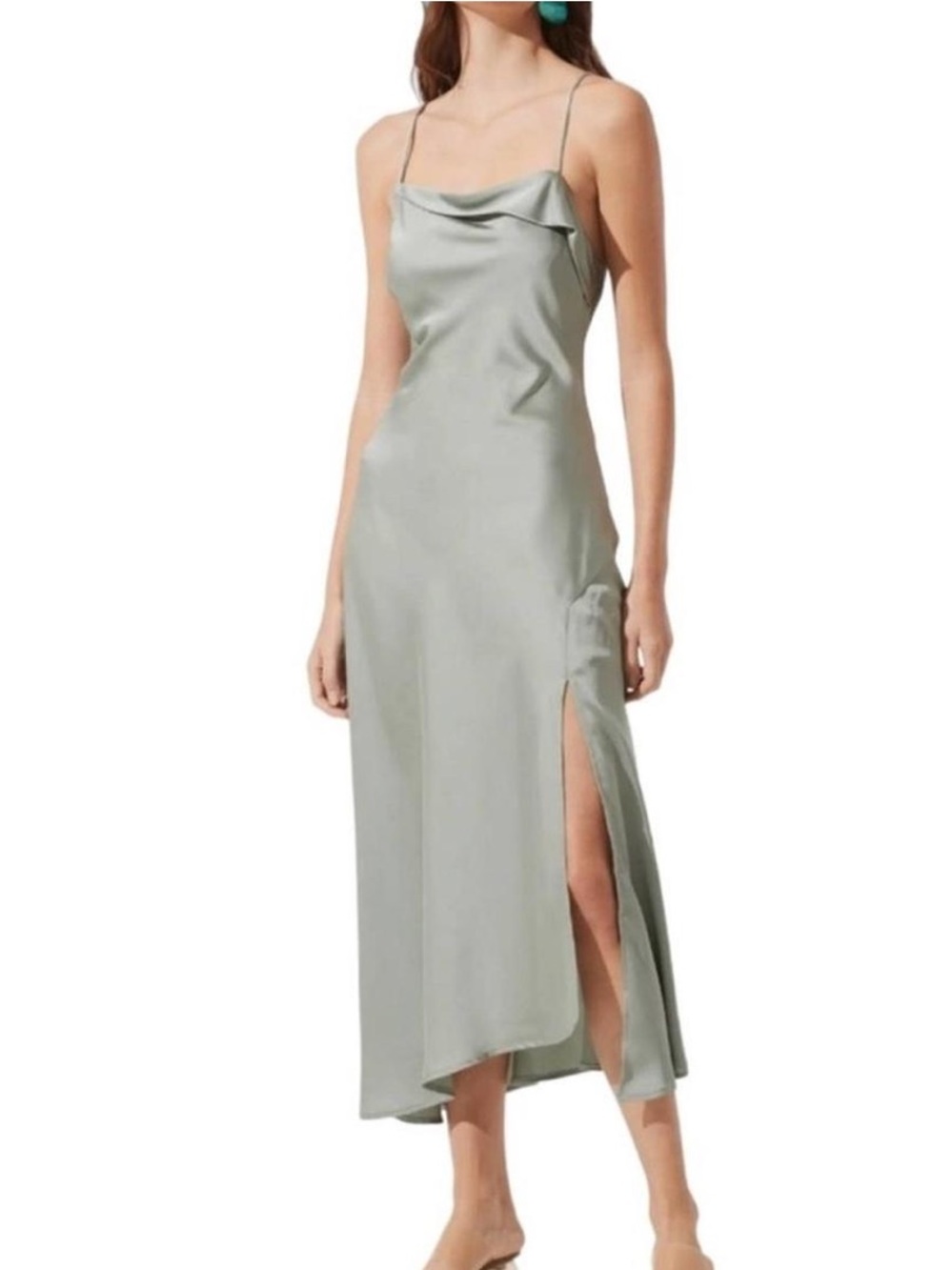 ASTR the Label Cowl Neck Slip Dress in Sage Green Size S